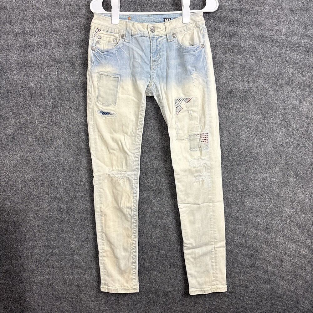 Miss Me Jeans Womens Size 28 Blue Signature Skinny Patch Flag USA